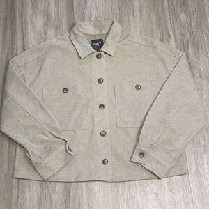 NWT Oat New York Cropped Oversized Soft Jacket Shacket Beige Women's Size Small